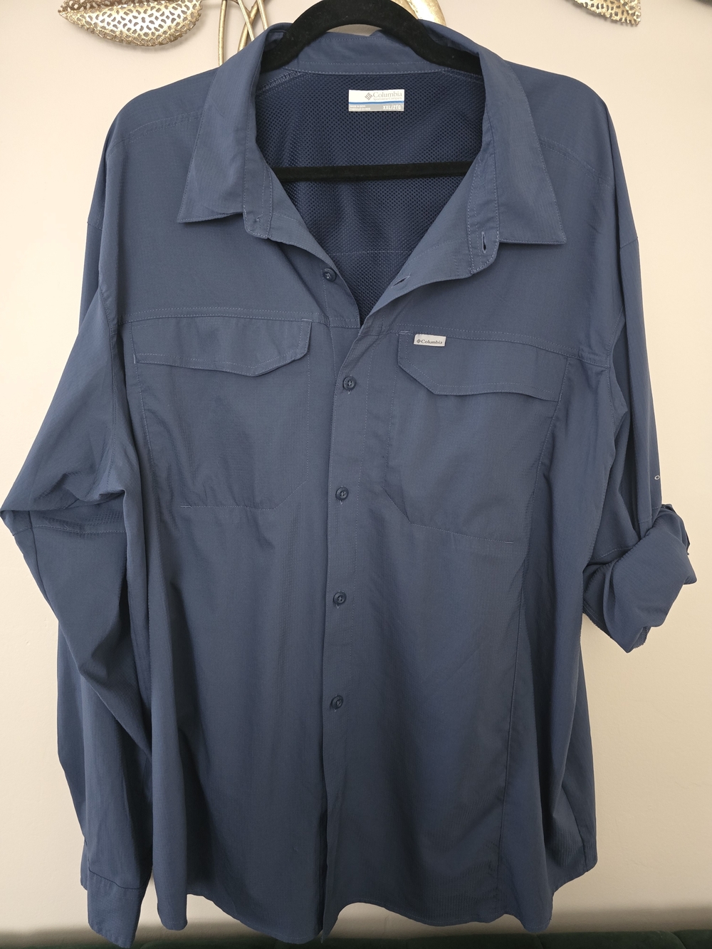 Columbia Men's Long Sleeve Fishing Shirt - Slate Blue Size XXL